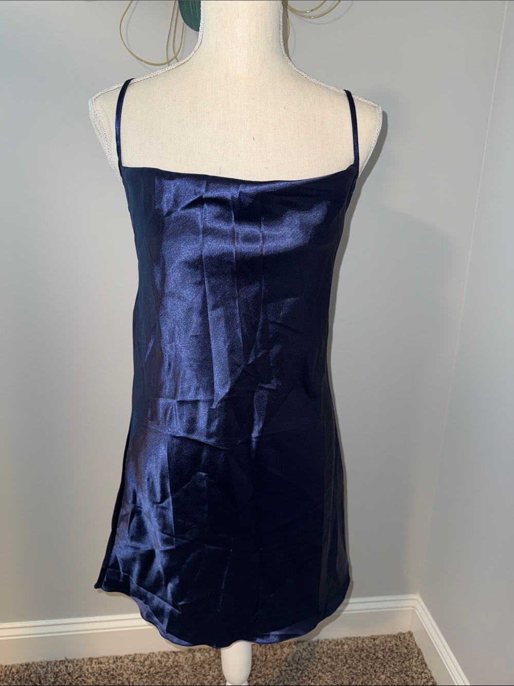 Navy Satin Slip Chemise - Elegant Women's Sleepwear